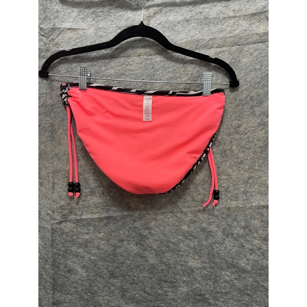 Justice Girls Zebra Print Fringe Bikini Set Neon Pink Black White Size 18